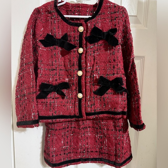 New Cranberry Boucle Skirt Set - Picture 1 of 9